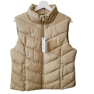 Cole Haan Women's Tan Full Front Zip Puffer Vest